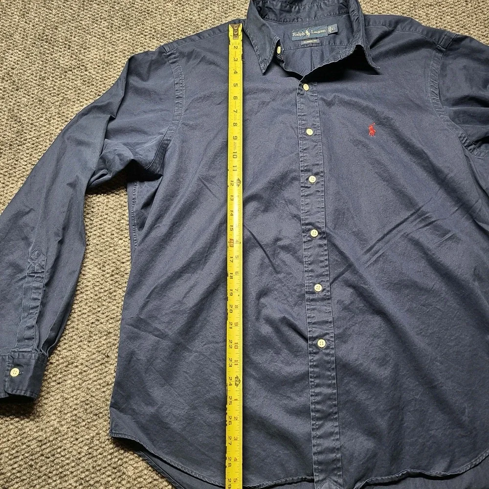Polo Ralph Lauren  XL Long Sleeve Button-Down Cotton Classic Fit Blue W Red Pony